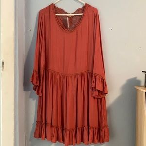 Indigo Soul Dress Bohemian Style Rust Orange